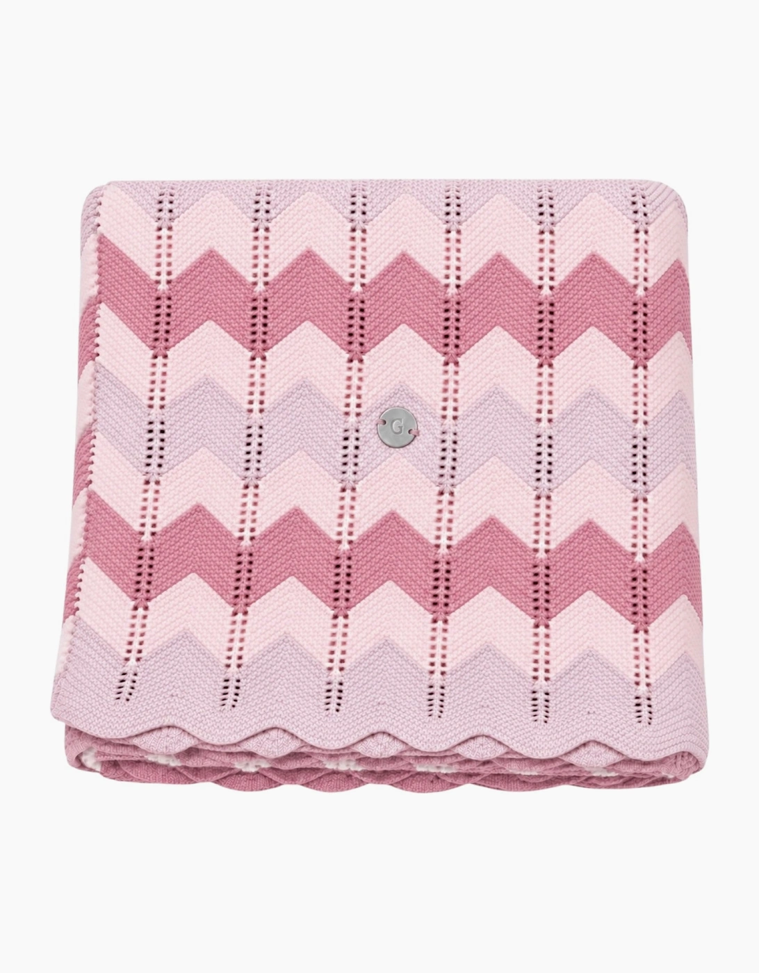 Girls Pale Pink Knit Zig Zag Blanket