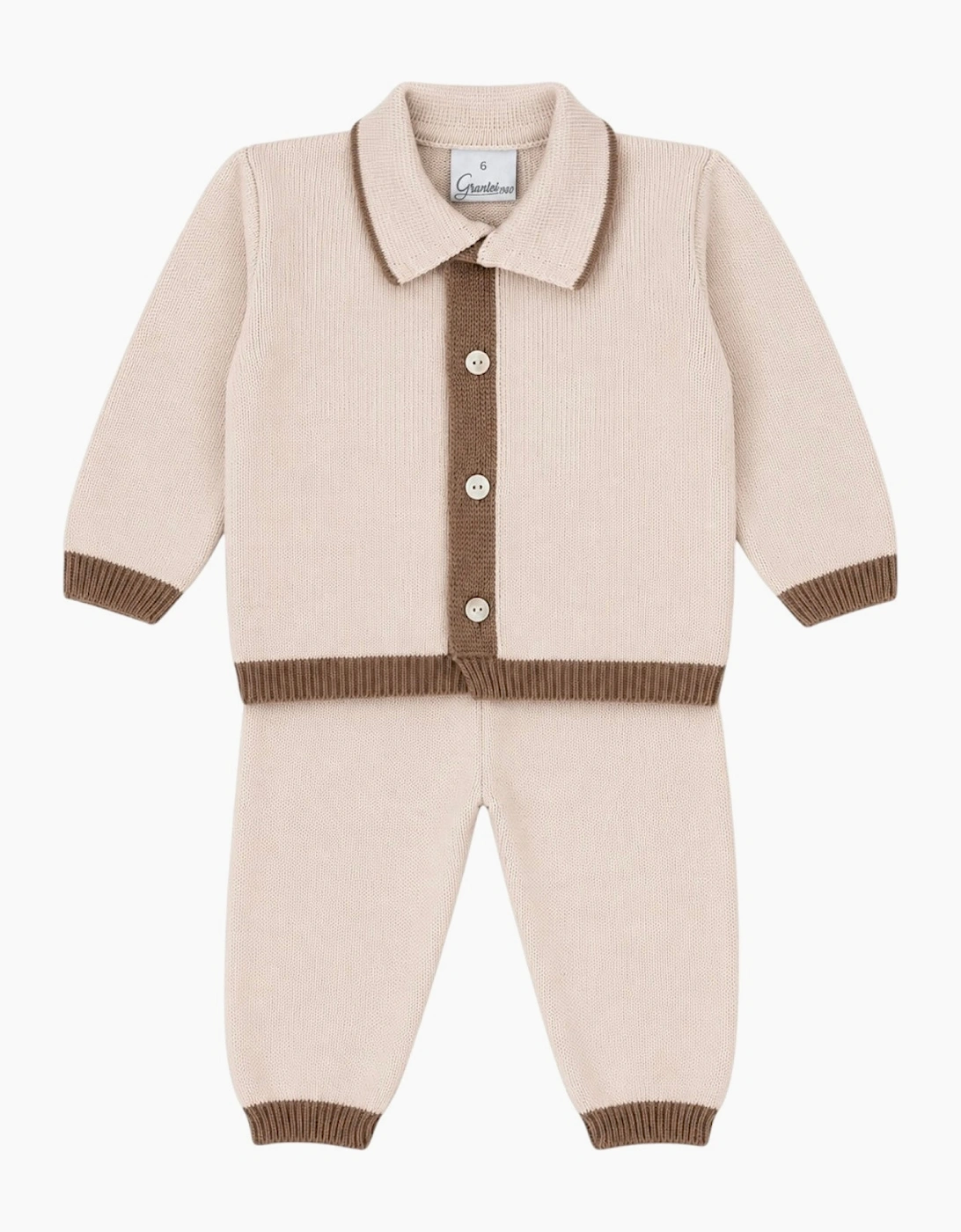 Boys Sand Knit Button Up Trouser Set
