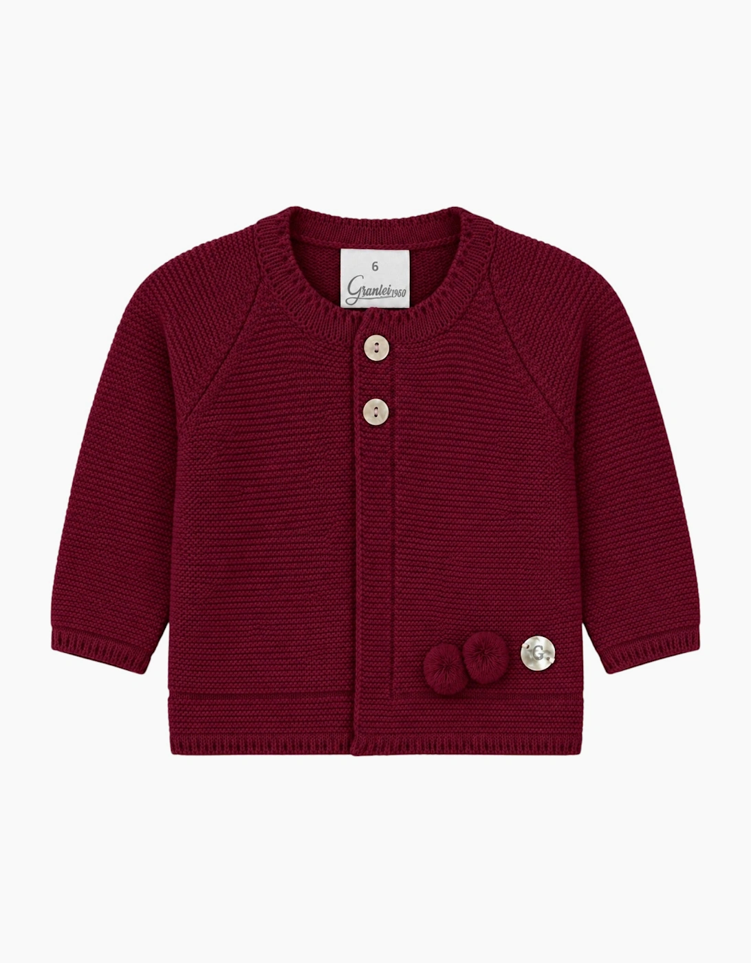 Burgundy Knit Pom Pom Cardigan