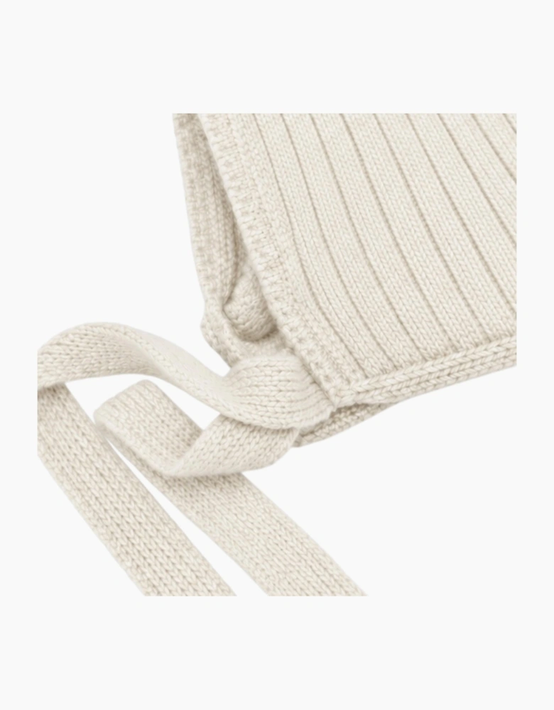 Cream Knit Tie Bonnet