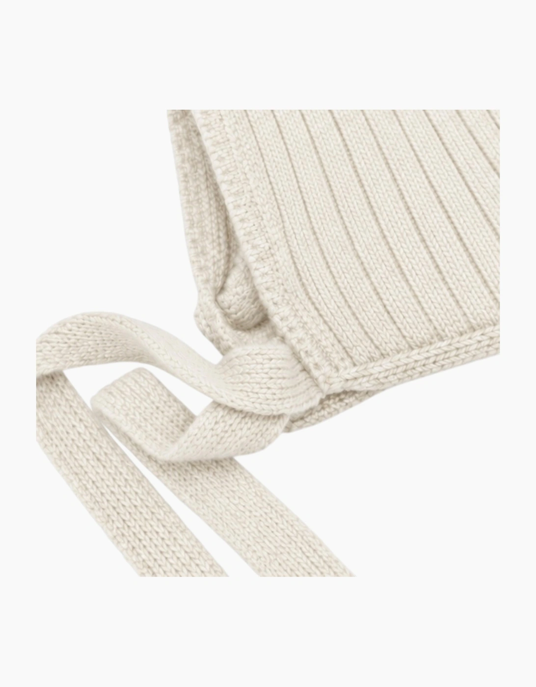 Cream Knit Tie Bonnet