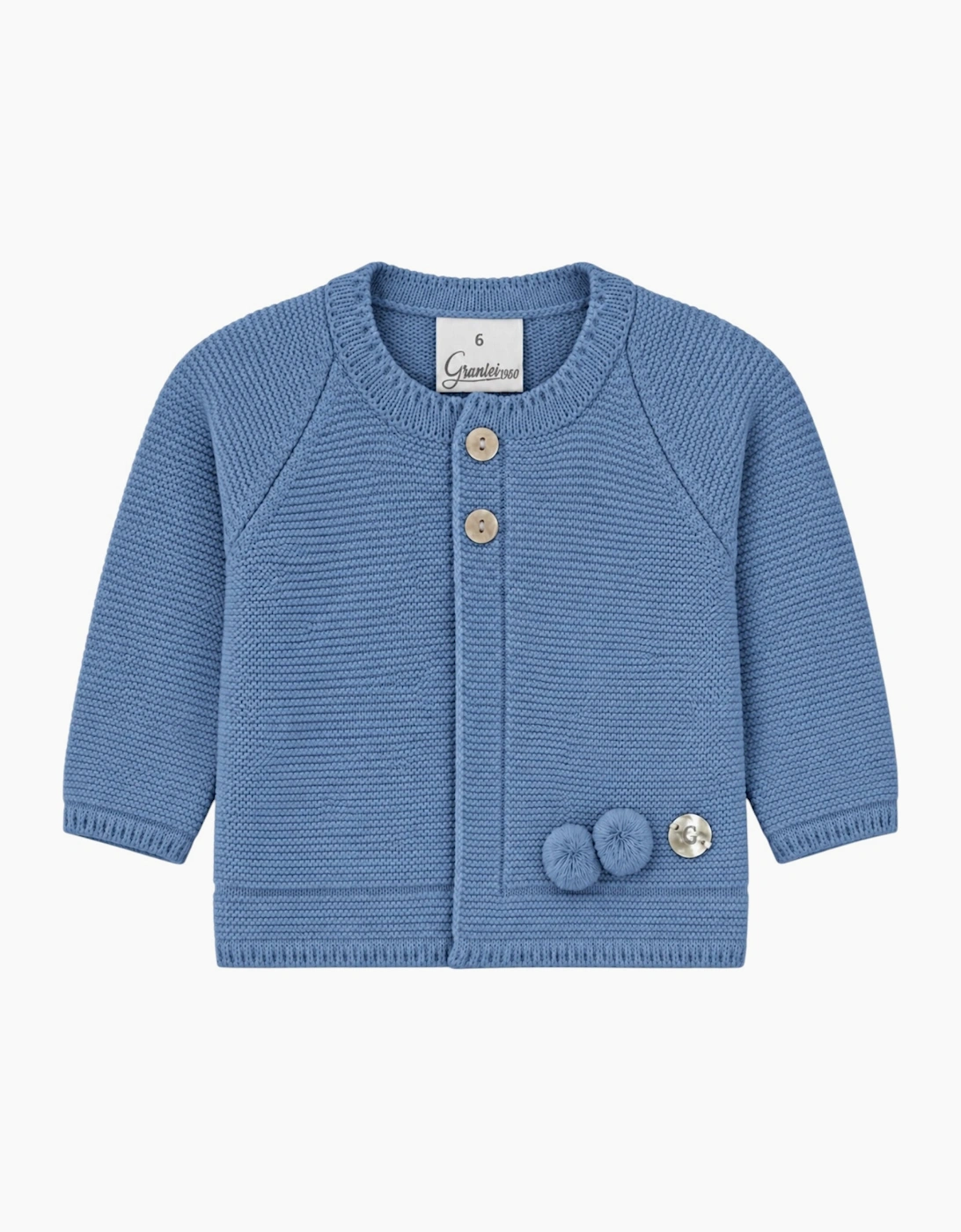 Boys Blue Knit Pom Pom Cardigan