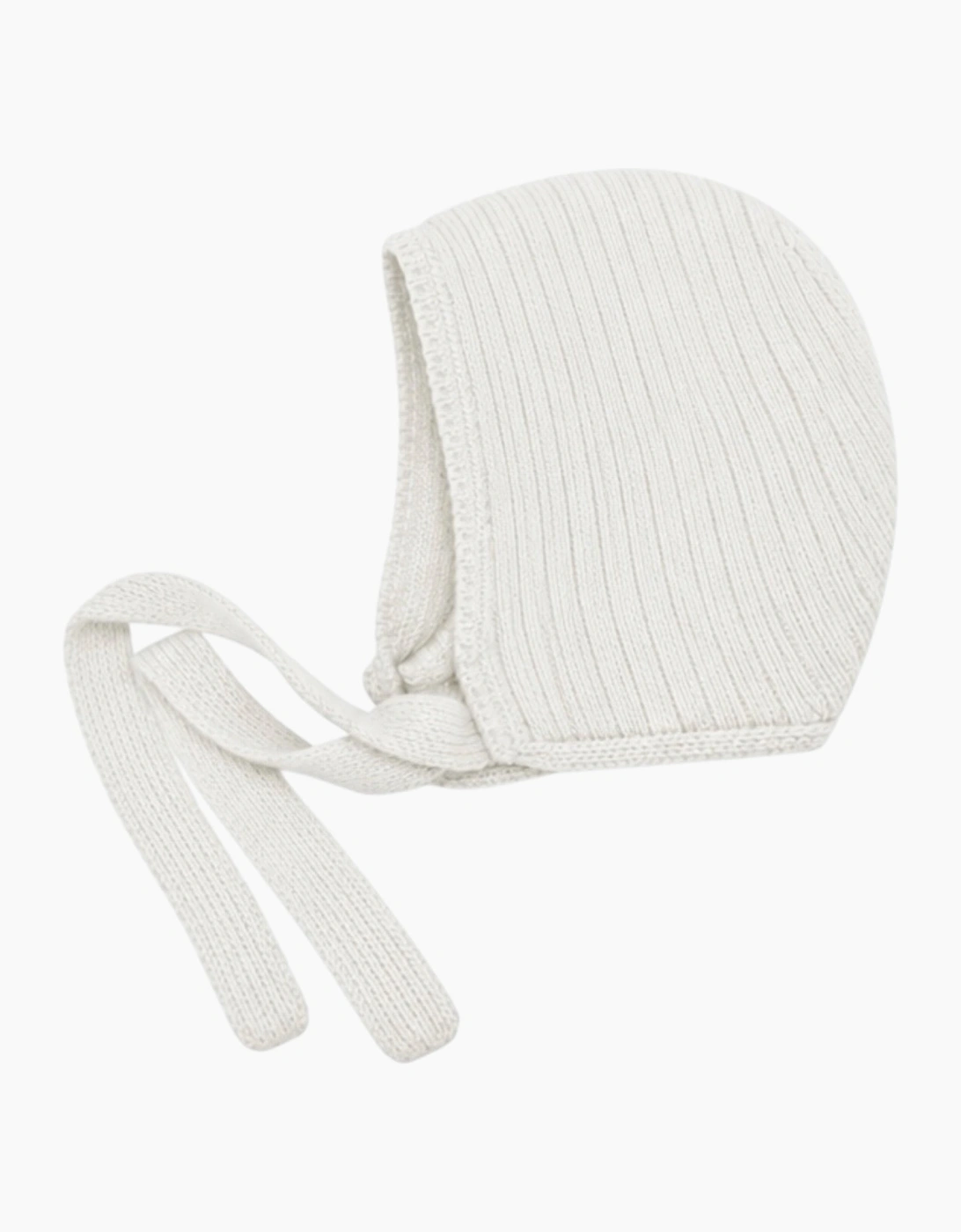 White Knit Tie Bonnet