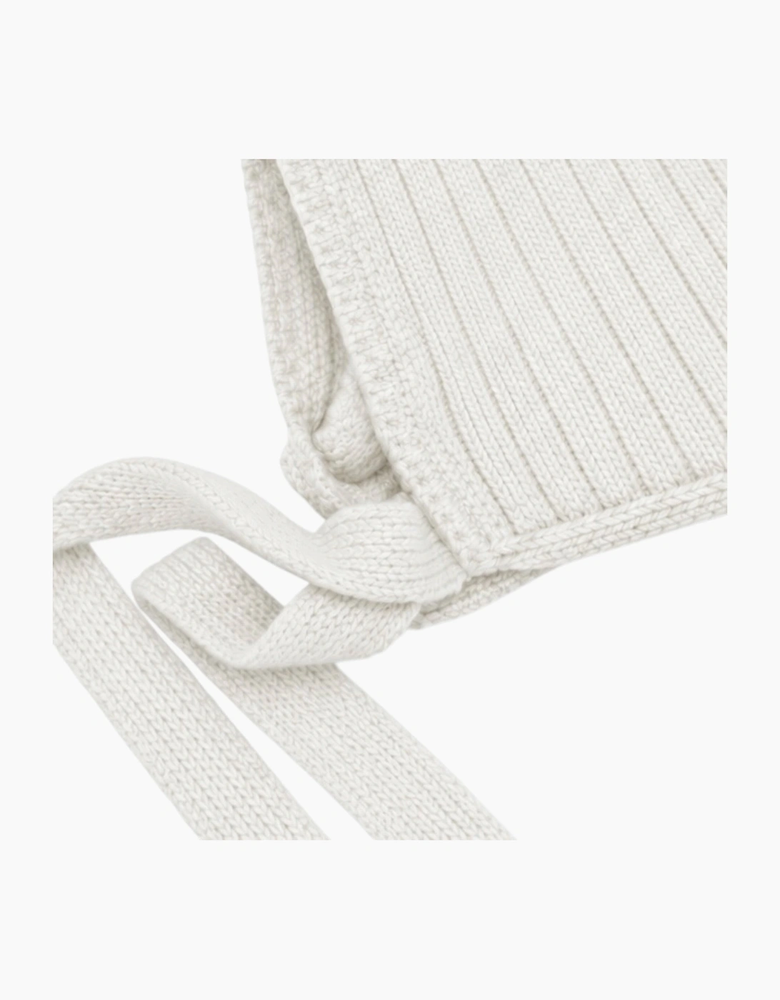 White Knit Tie Bonnet