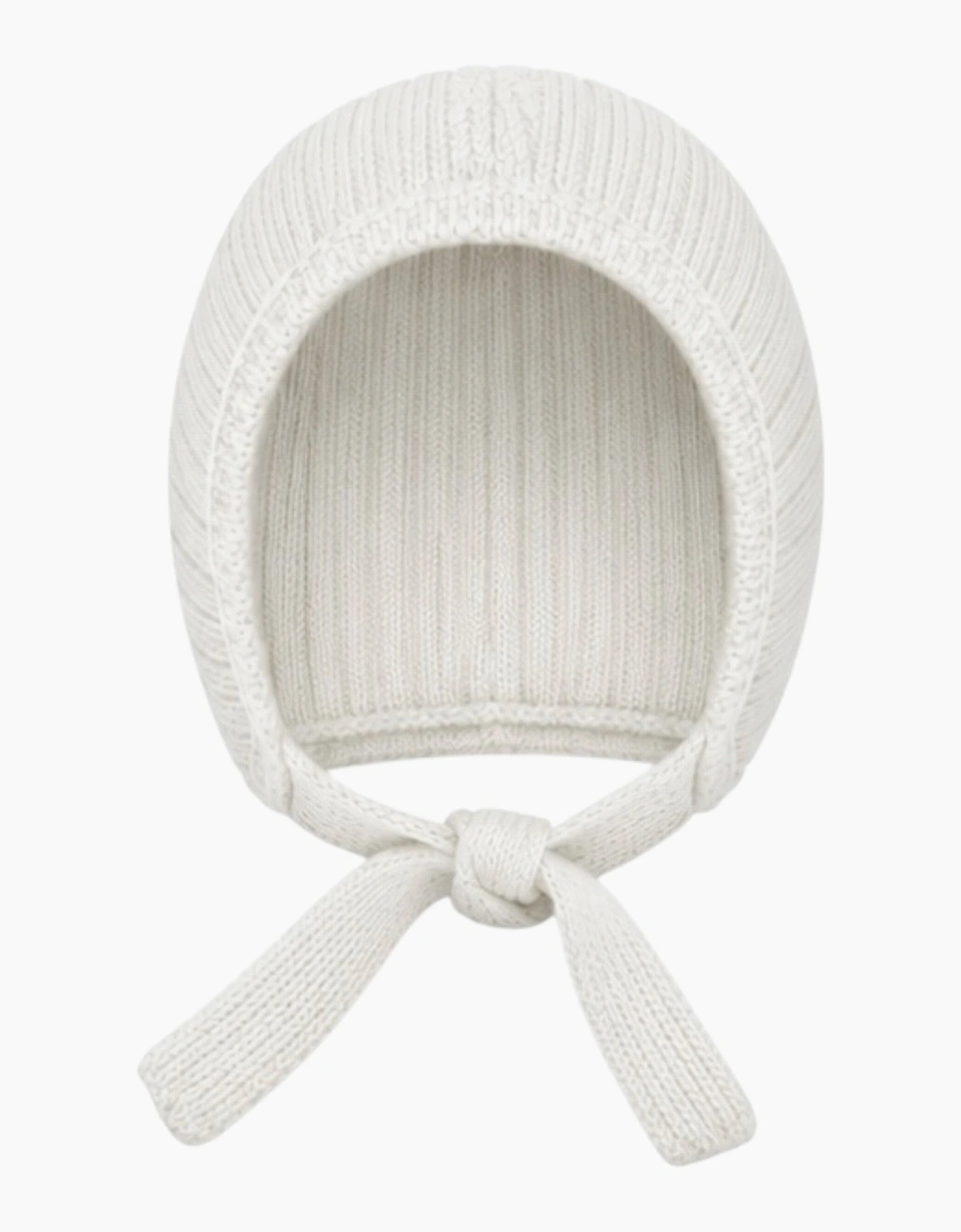 White Knit Tie Bonnet