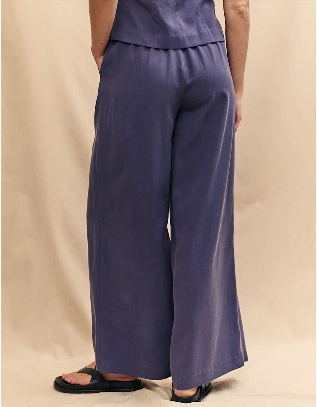 Solid Patterned Wide Leg Trousers
