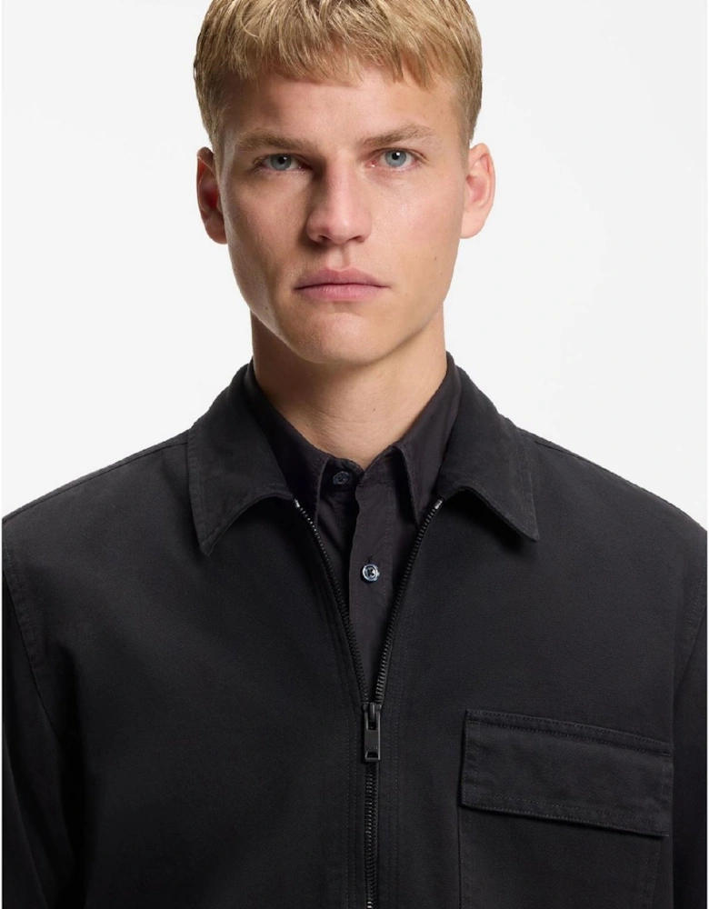 Solid Patterned Shirt Collar Press Stud Cuff Shirt Jacket