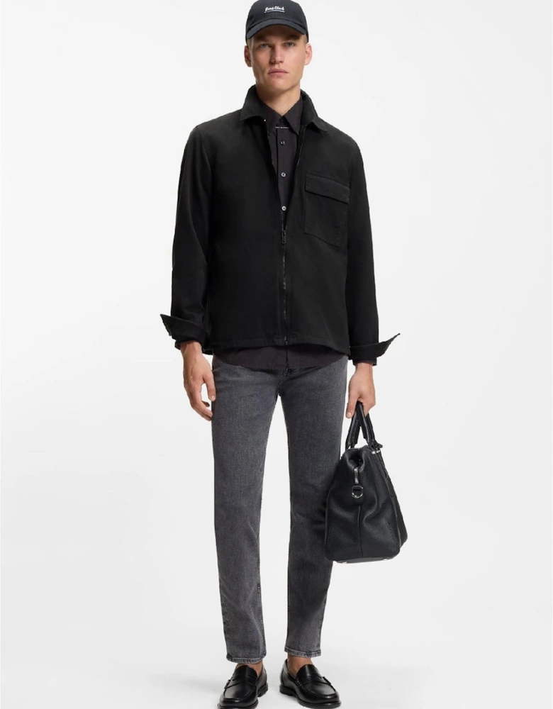 Solid Patterned Shirt Collar Press Stud Cuff Shirt Jacket