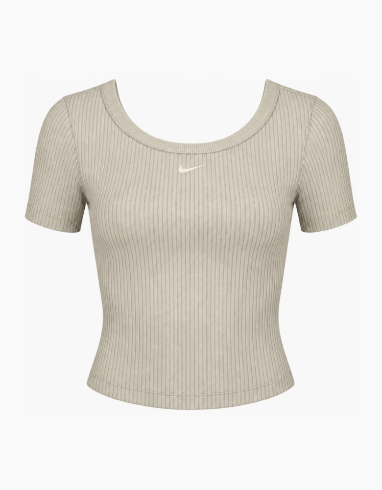 Nike Women's Tight Scoop-Back Mini-Rib Light Orewood Brown Top