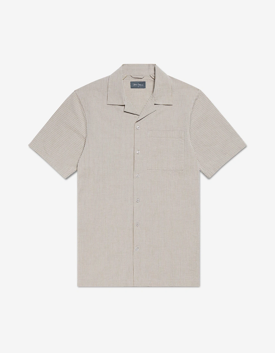 Oliver Sweeney Men's Oliver Sweeney Cotton Seersucker Riviera Shirt - Mocha Cotton Blend