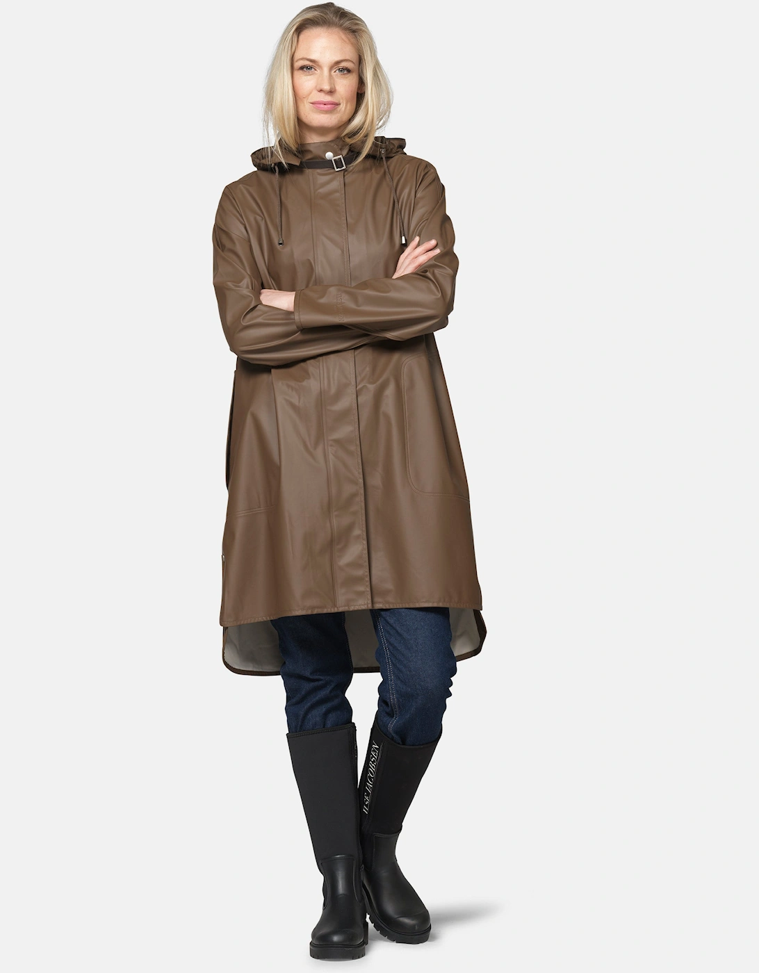 Ilse Jacobsen Rain Womens A-Line Rubberised Raincoat - Mud 206