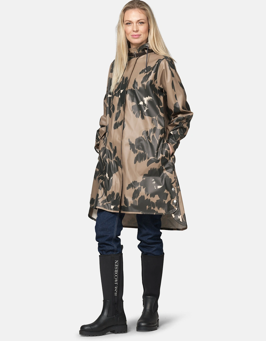 Ilse Jacobsen Rain Print Womens A-Line Rubberised Raincoat - Floral Decors 732