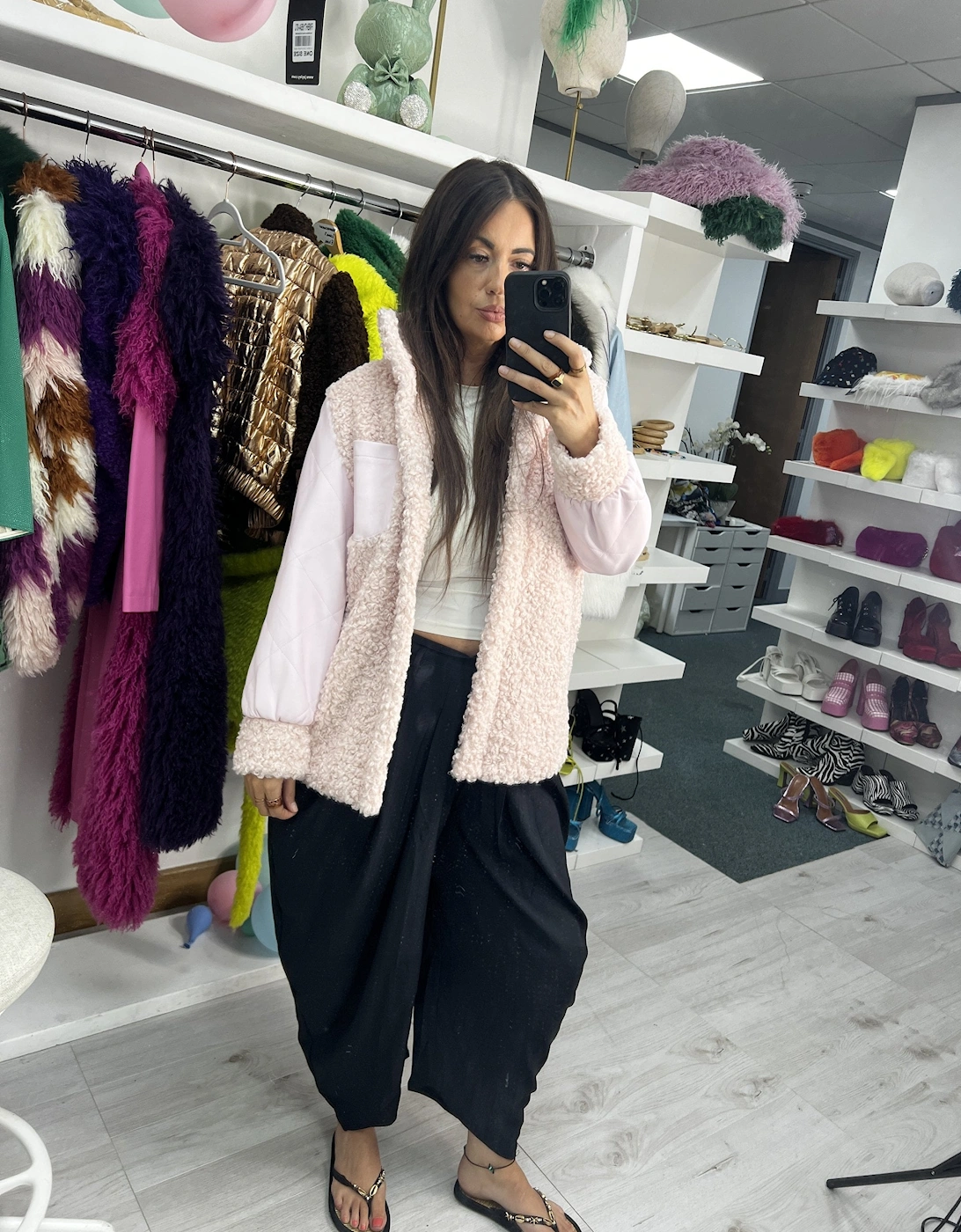 Pink Eco Shearling Mixed Jacket
