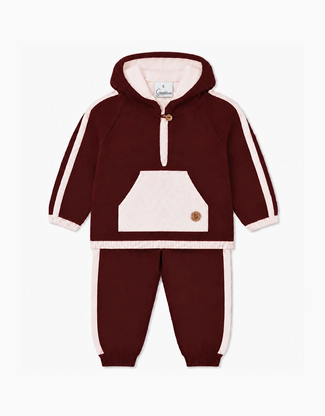 Boys Burgundy Knit Hooded Tracksuit