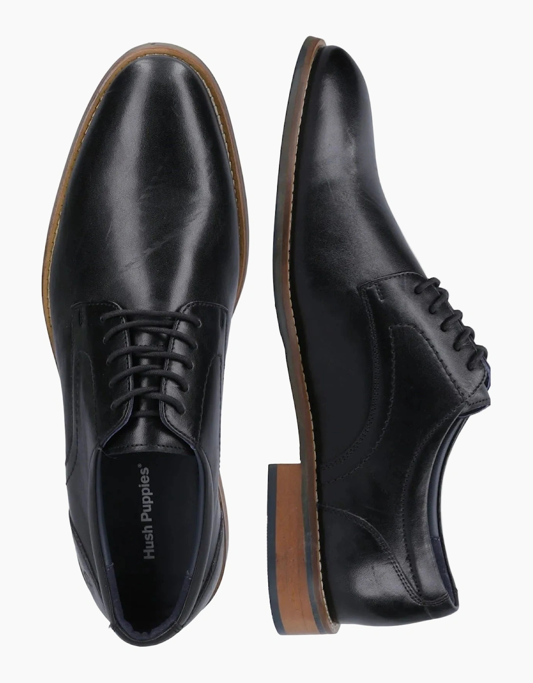 Hush Puppies Damien Lace Up Leather Men's Black Lace-Up Shoes