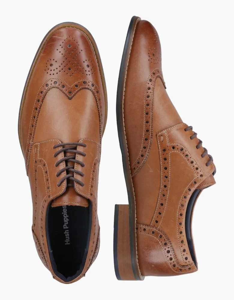 Hush Puppies Dustin Brogue Leather Men's Tan Brogues Shoes