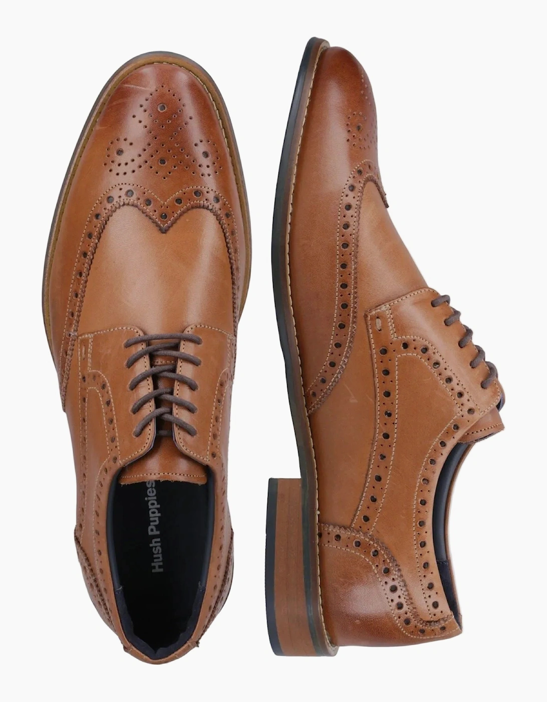 Hush Puppies Dustin Brogue Leather Men's Tan Brogues Shoes