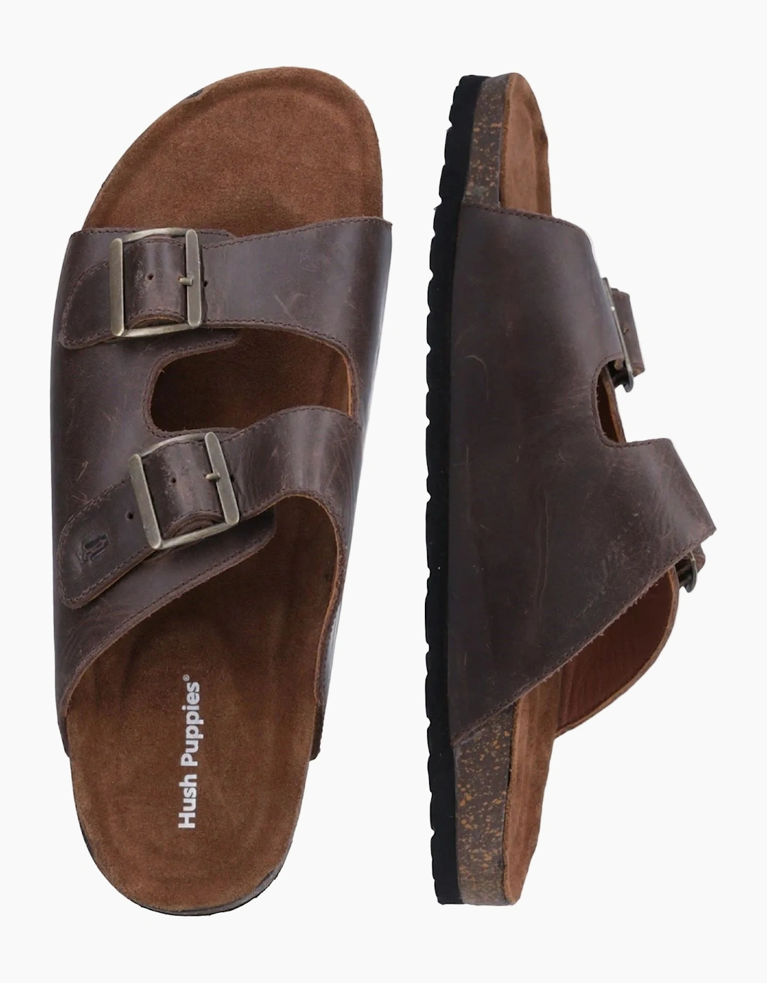 Hush Puppies Nash Slider Leather Men's Brown Sandals