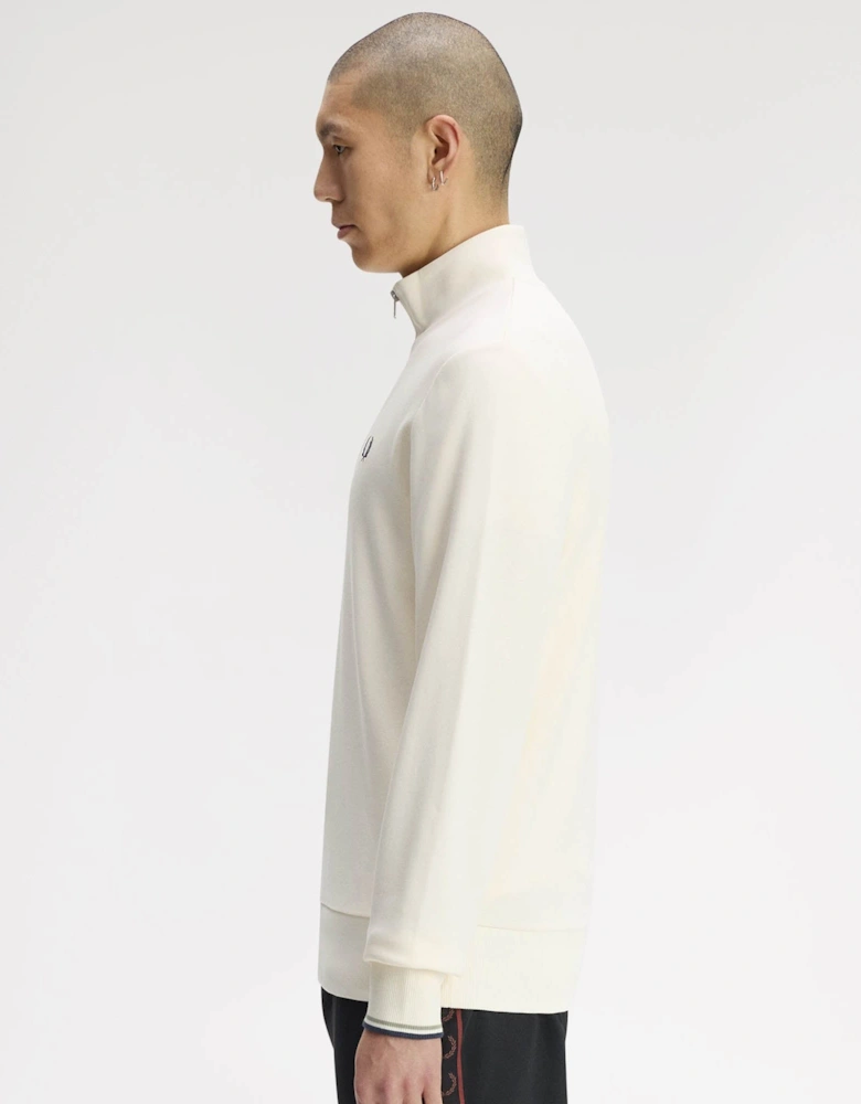 Fred Perry Mens Half Zip Sweatshirt - Ecru/Seagrass/Dark Airforce 68C