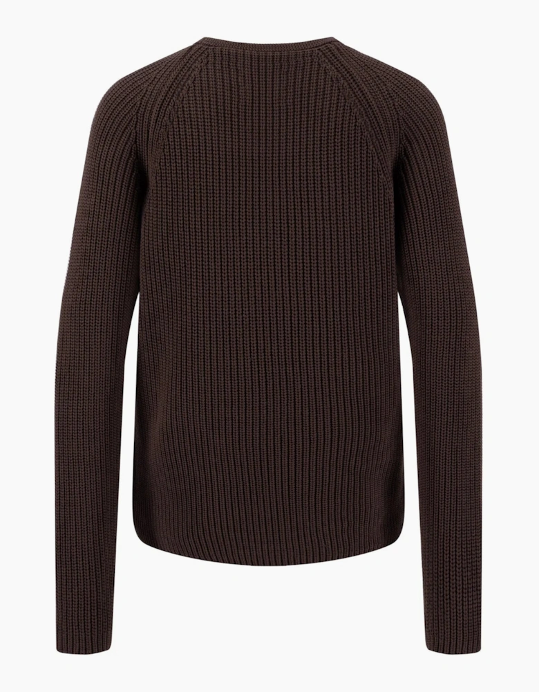 O neck cotton pullover in espresso