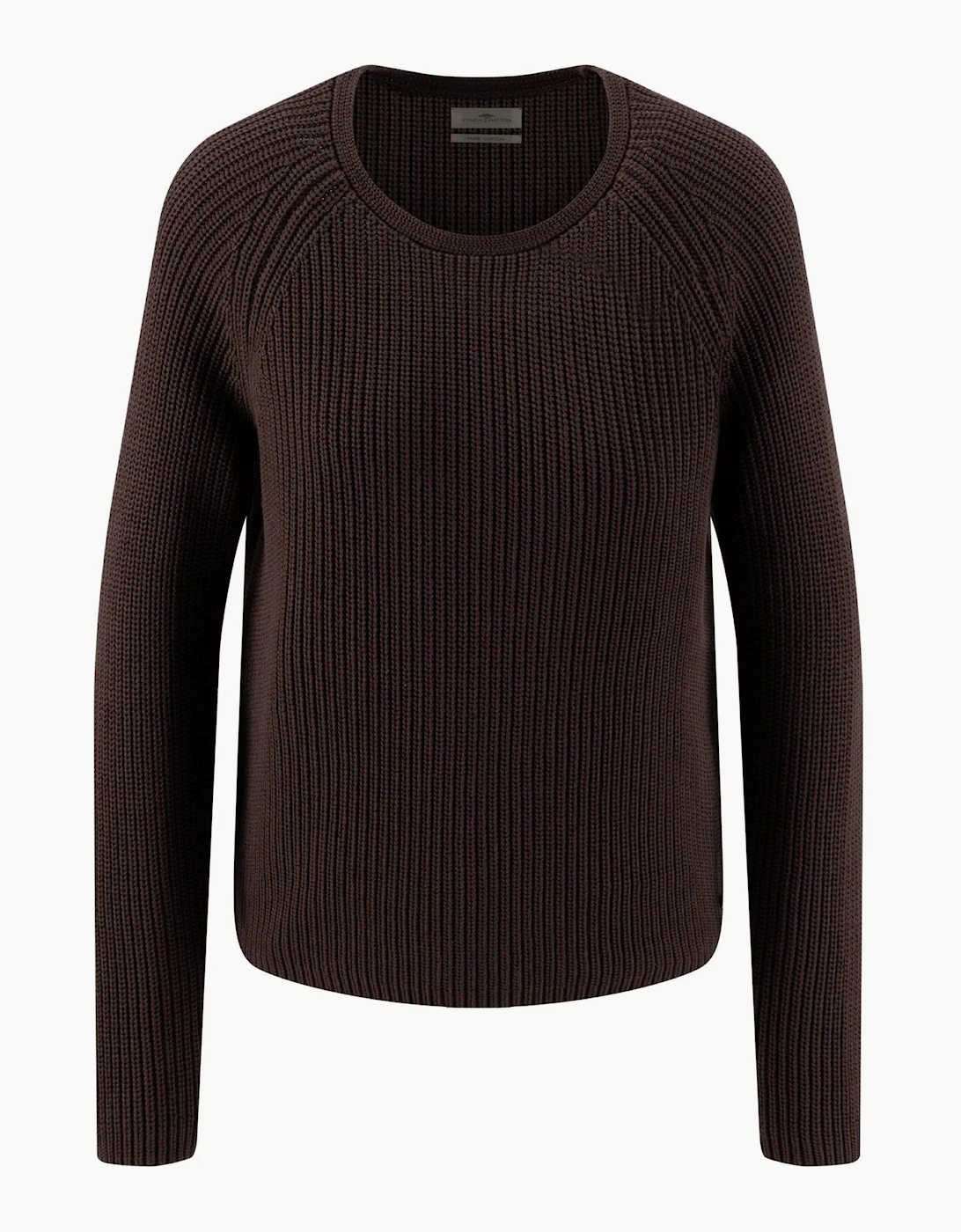 O neck cotton pullover in espresso