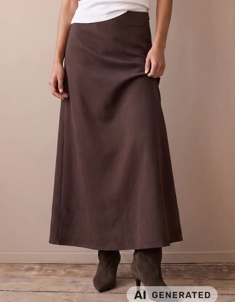 Bias cut lyocell skirt in espresso
