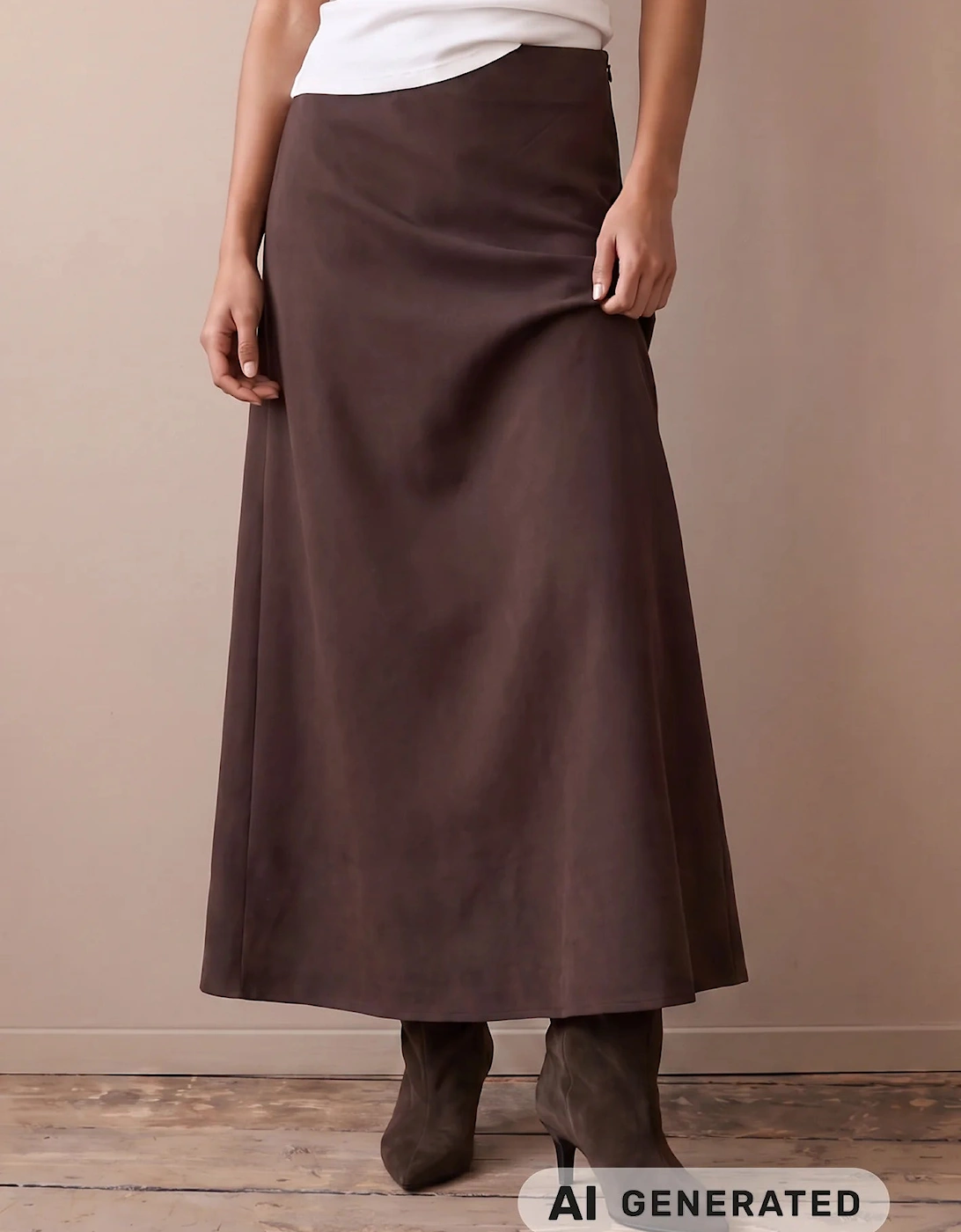 Bias cut lyocell skirt in espresso