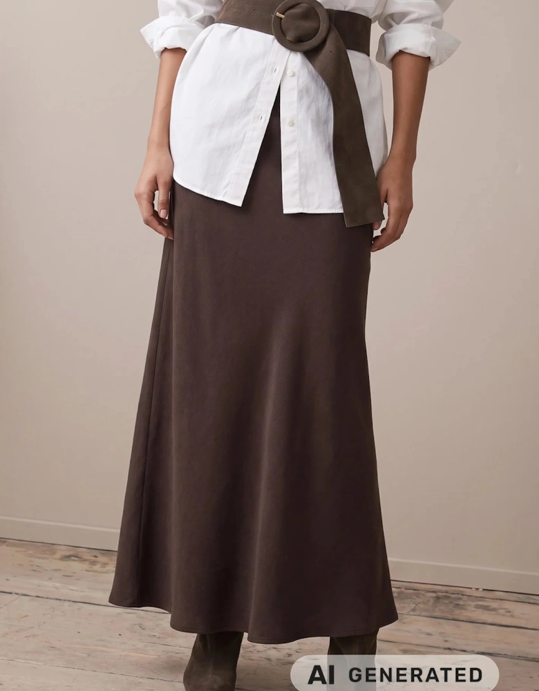 Bias cut lyocell skirt in espresso