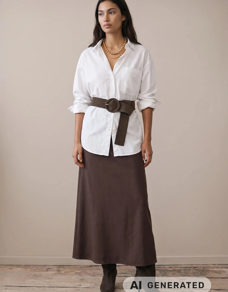 Bias cut lyocell skirt in espresso