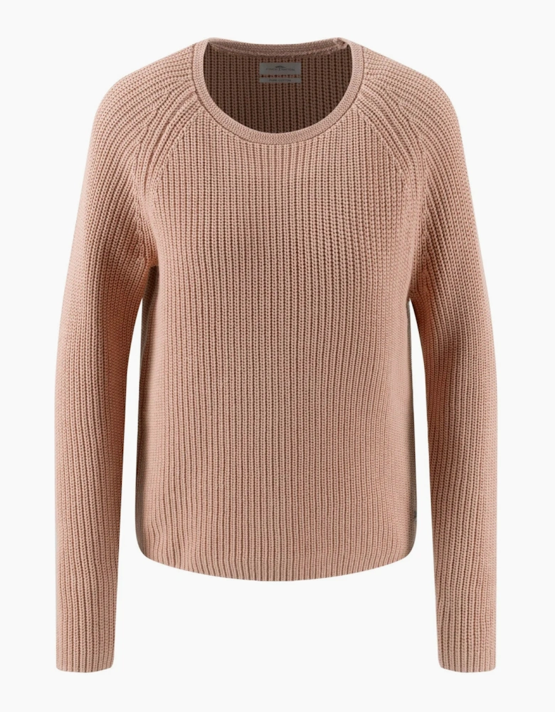 O neck cotton pullover in silky rose