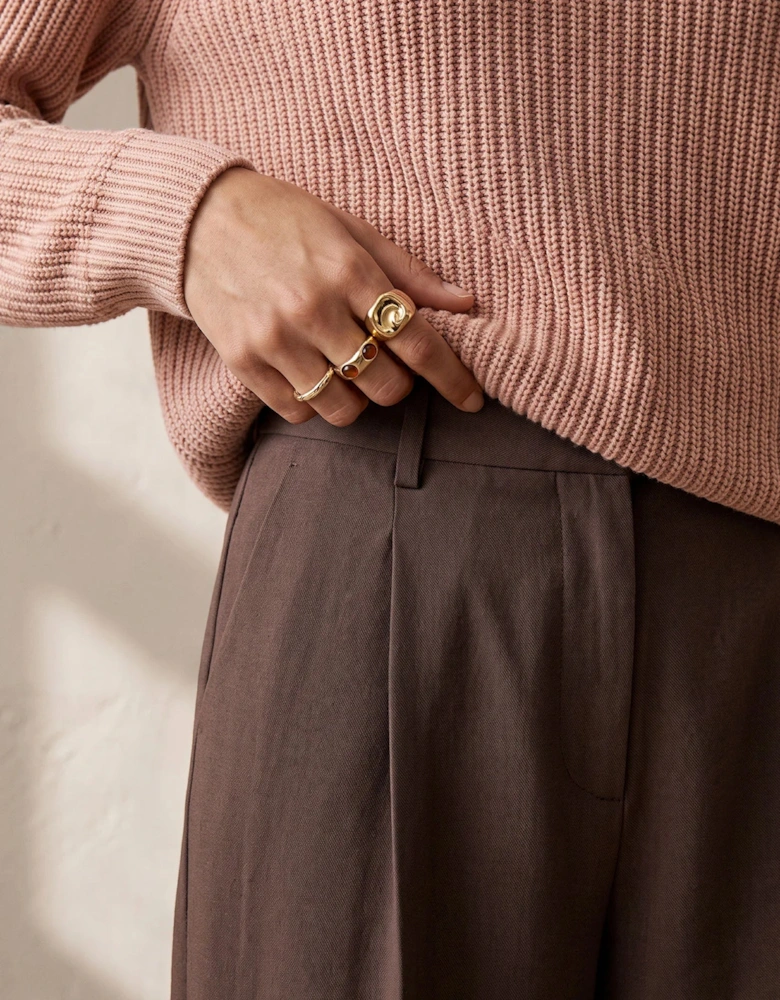 O neck cotton pullover in silky rose