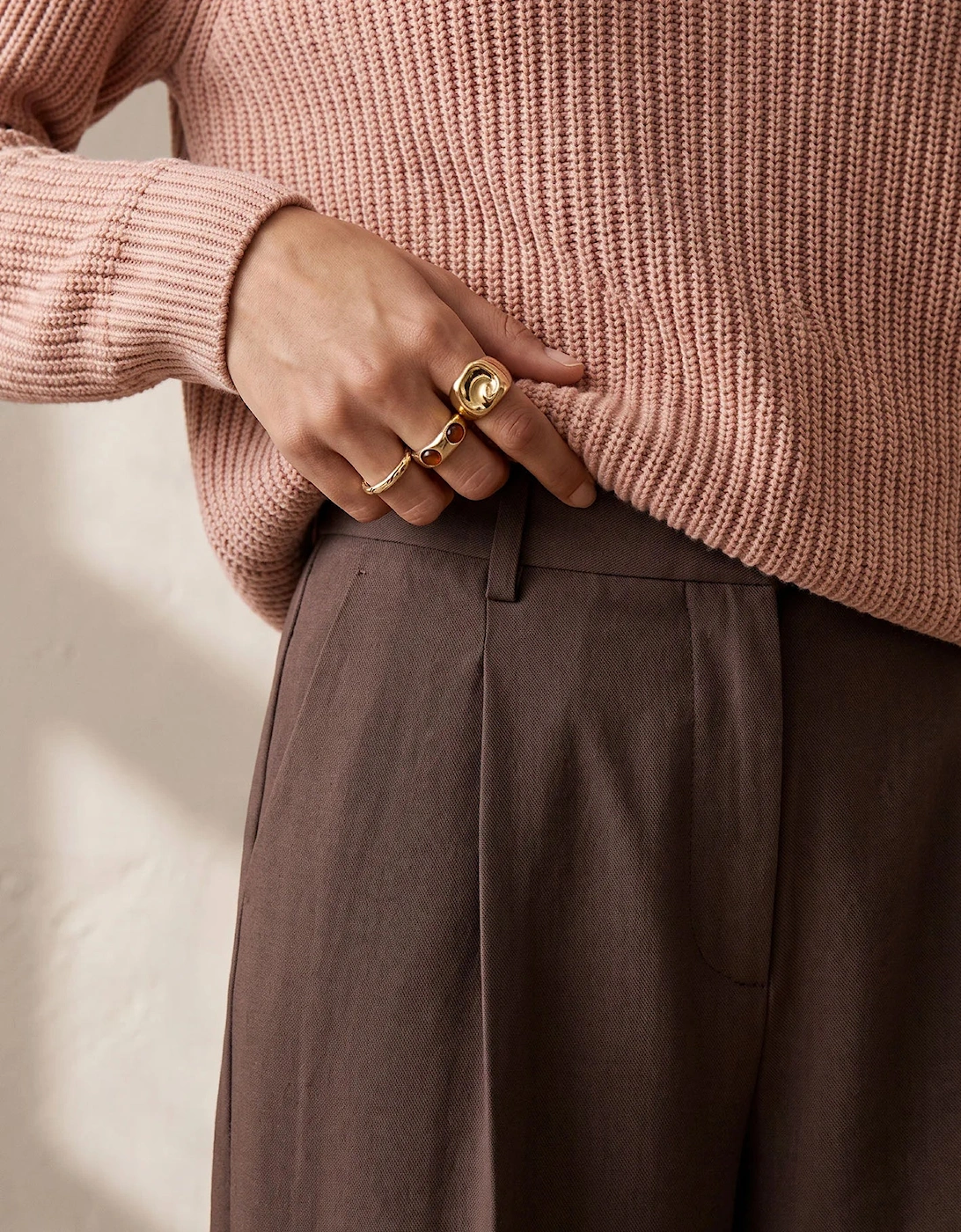 O neck cotton pullover in silky rose