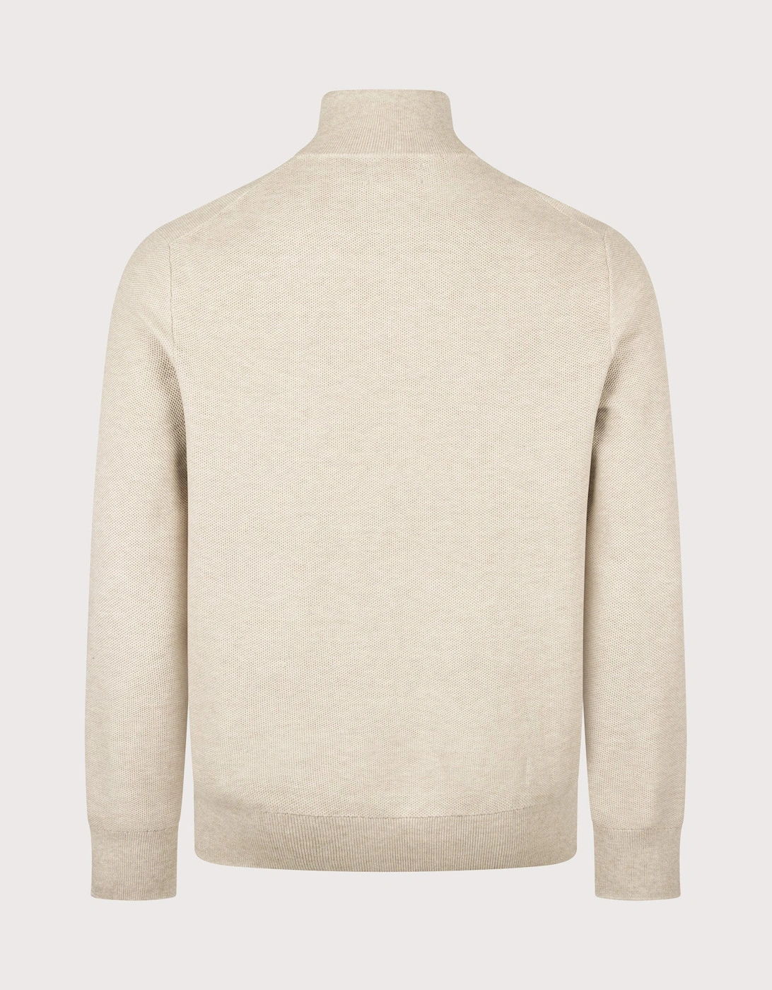 Regular Fit Quarter Zip Cotton Mesh Knitted Jumper