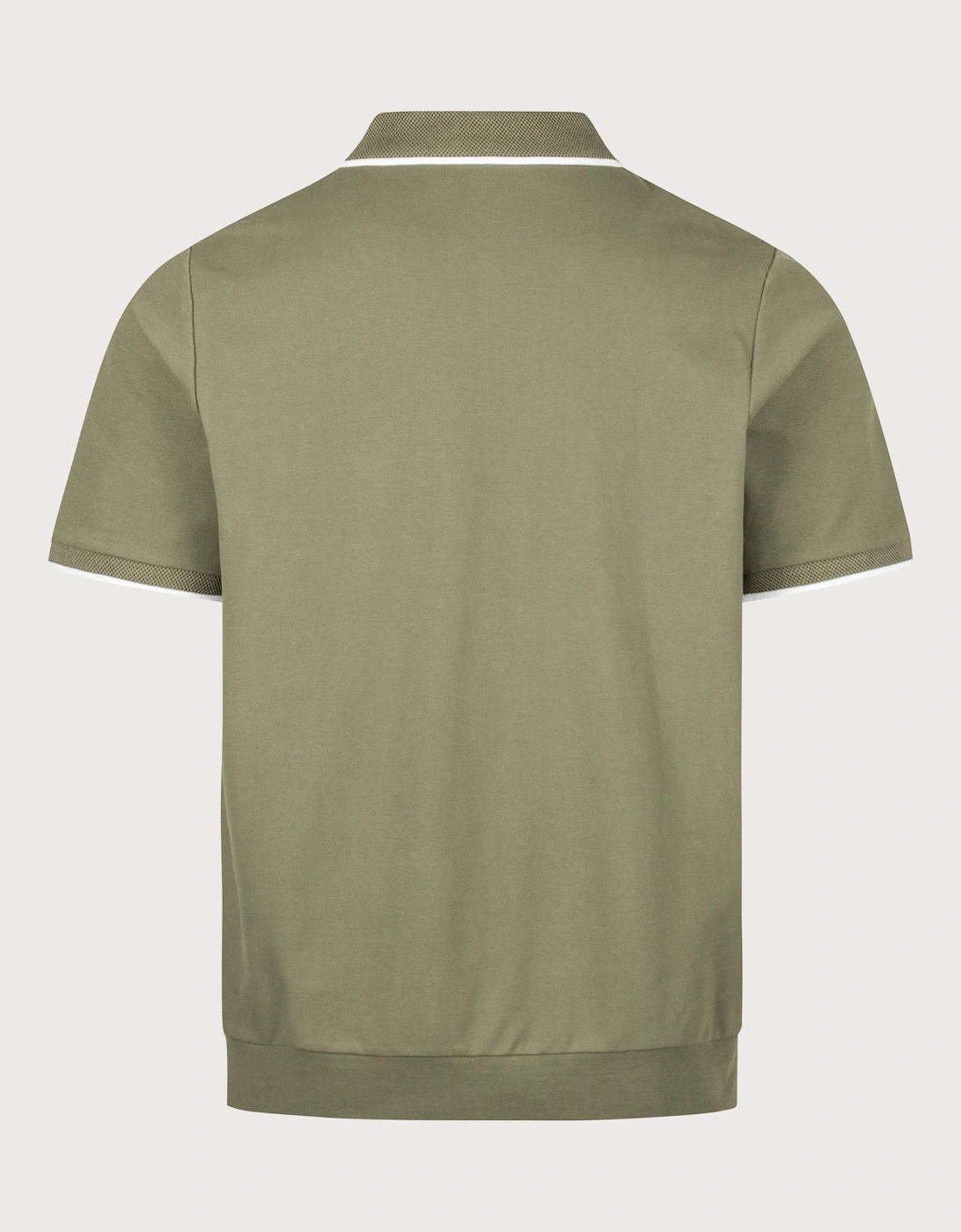 Classic Fit Stretch Mesh Zip Neck Polo Shirt
