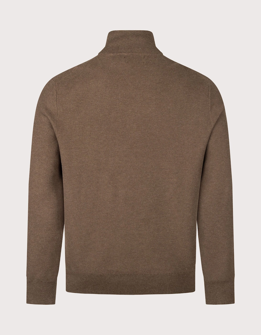 Regular Fit Quarter Zip Cotton Mesh Knitted Jumper