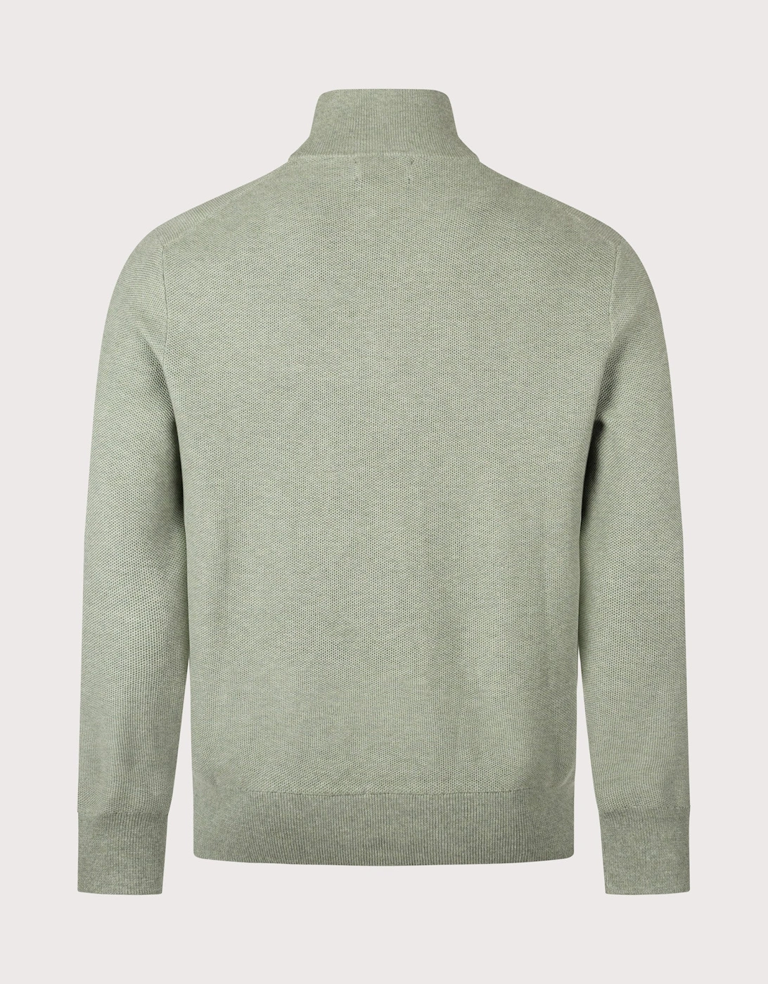 Regular Fit Quarter Zip Cotton Mesh Knitted Jumper