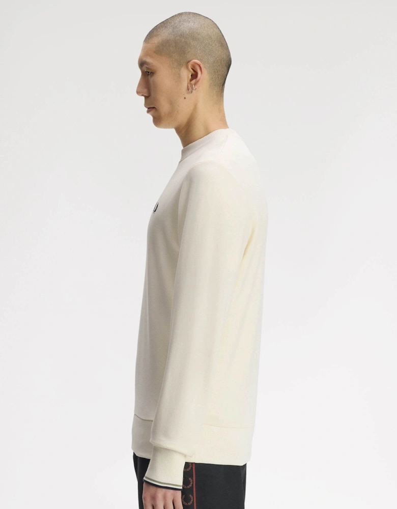 Fred Perry Mens Crew Neck Sweatshirt - Ecru/Seagrass/Dark Airforce 68C