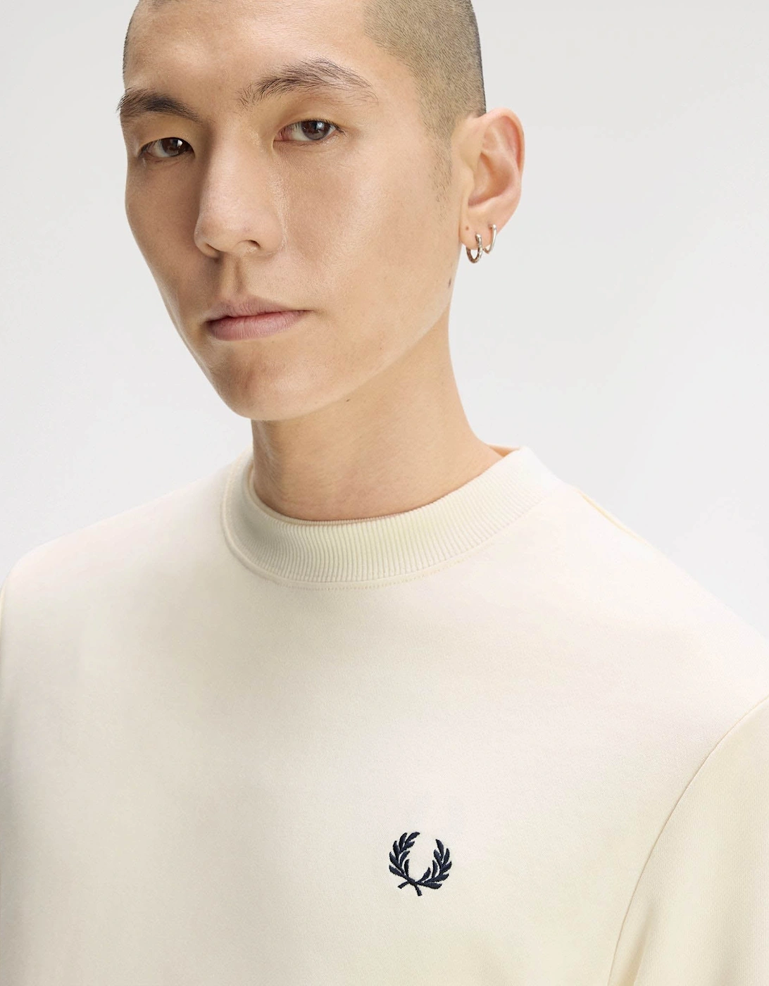Fred Perry Mens Crew Neck Sweatshirt - Ecru/Seagrass/Dark Airforce 68C