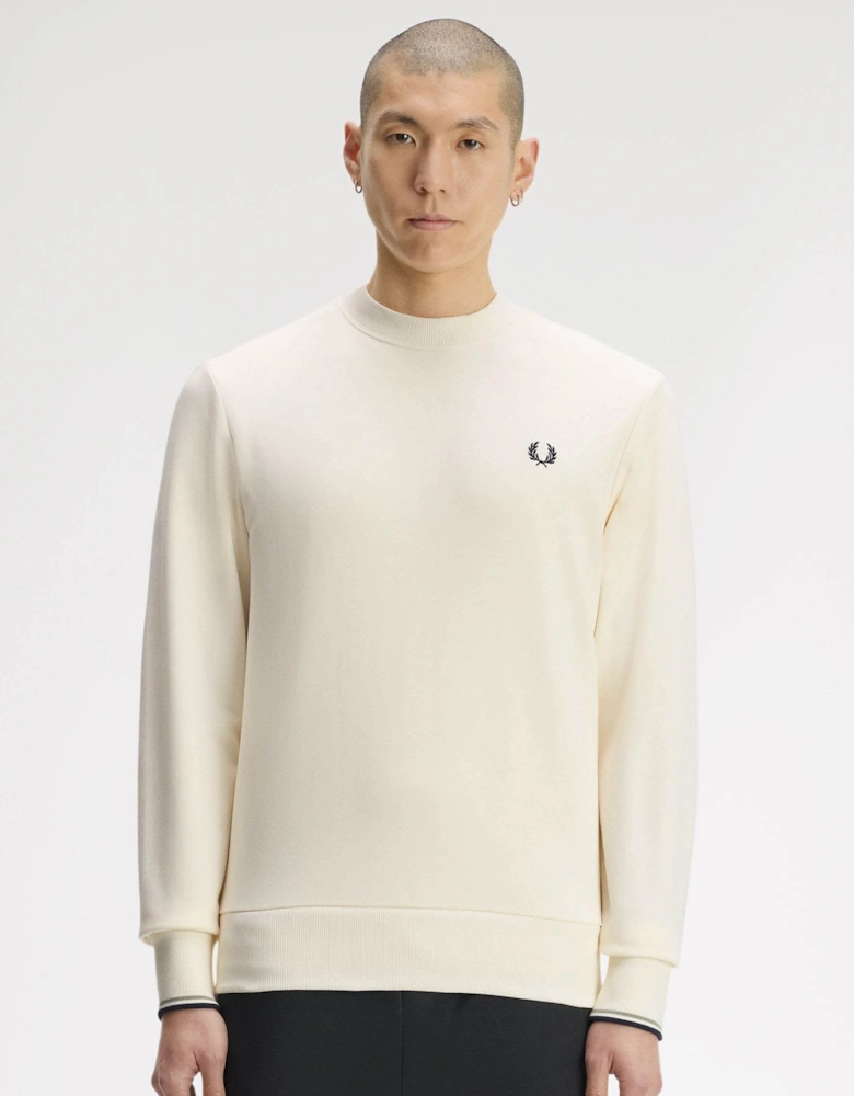 Fred Perry Mens Crew Neck Sweatshirt - Ecru/Seagrass/Dark Airforce 68C