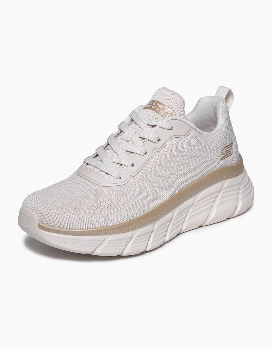 Skechers Bobs B Flex Hi Flying Women's White/Gold Engineered Knit Trainers