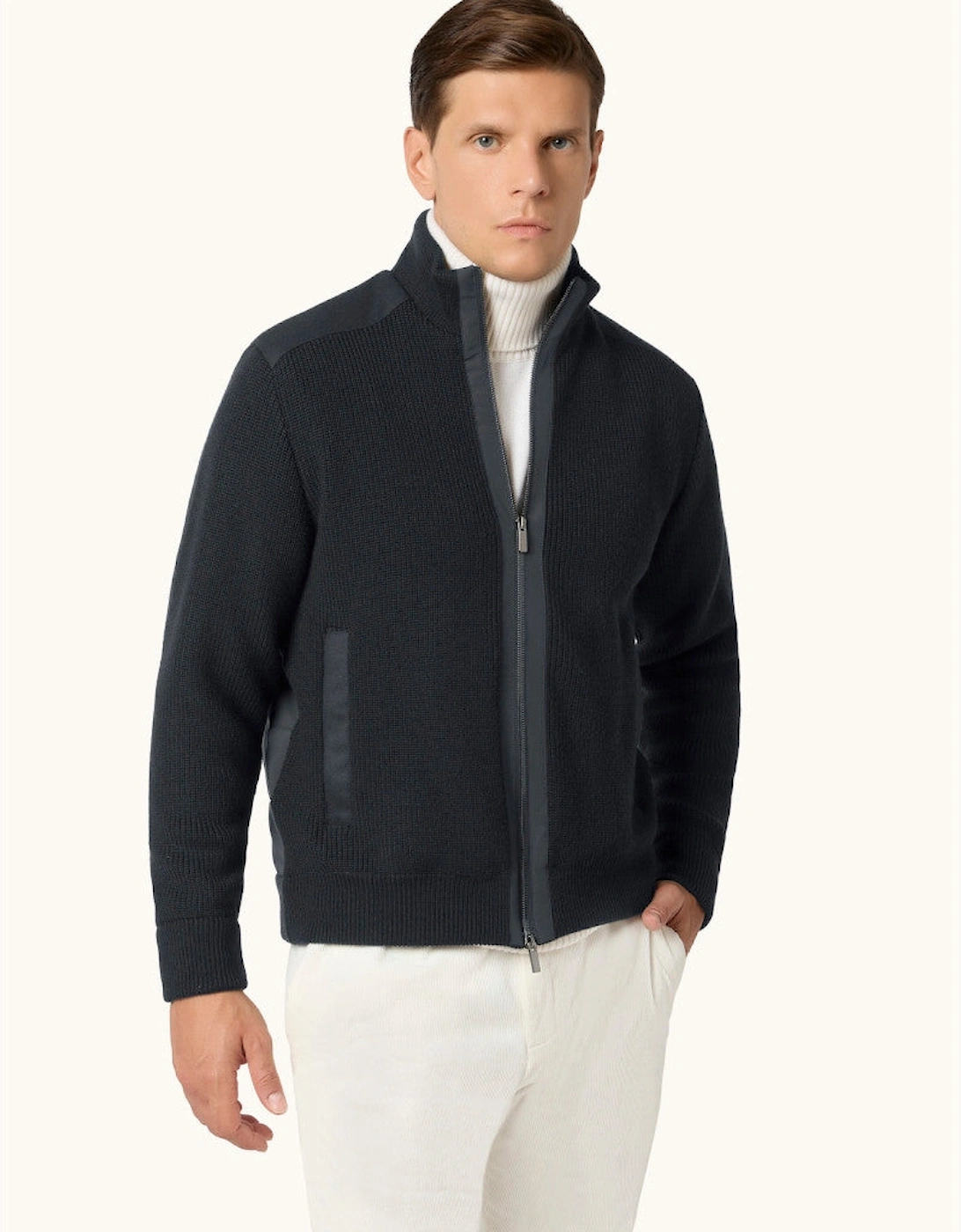 Paul & Shark Tech Wool Full Zip Sweater with Typhoon 050 Blue