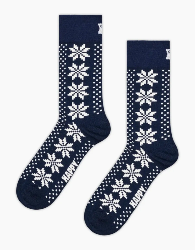 Fair Isle Stars Sock, Navy
