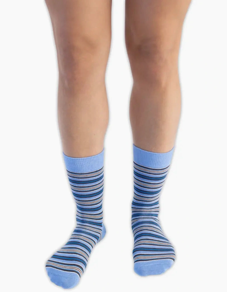 Stripe Socks, Light Blue