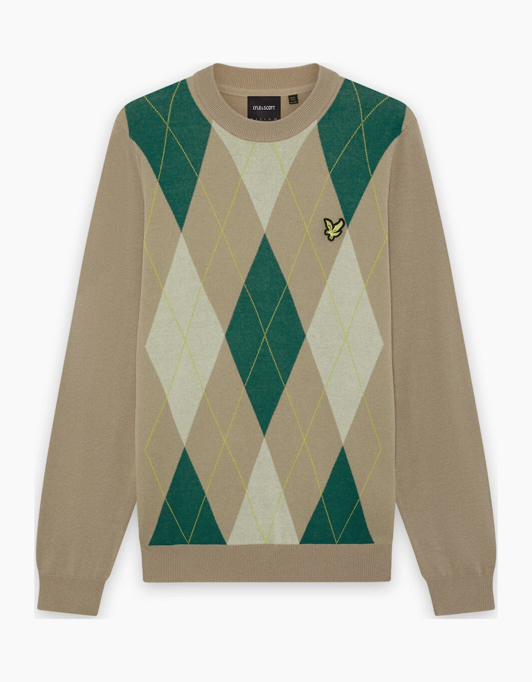 Lyle & Scott Men's Lyle & Scott Argyle Knitted Crew Neck Jumper CAMEL - Brown