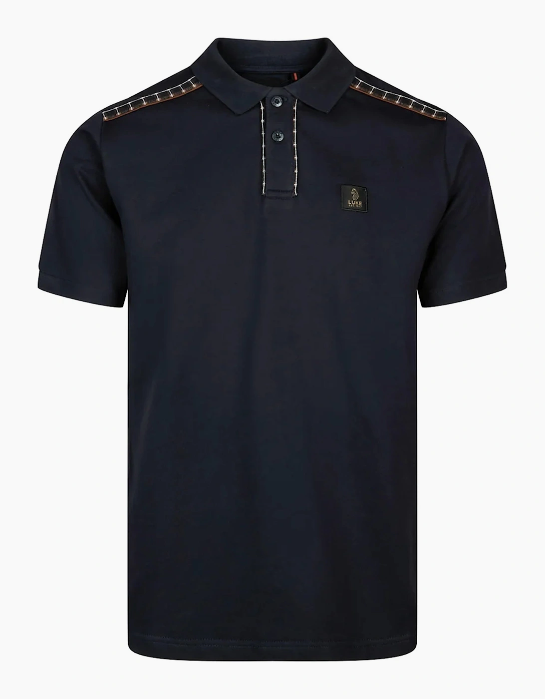 Luke Hamilton Polo Check Collar 280GSM DARK NAVY