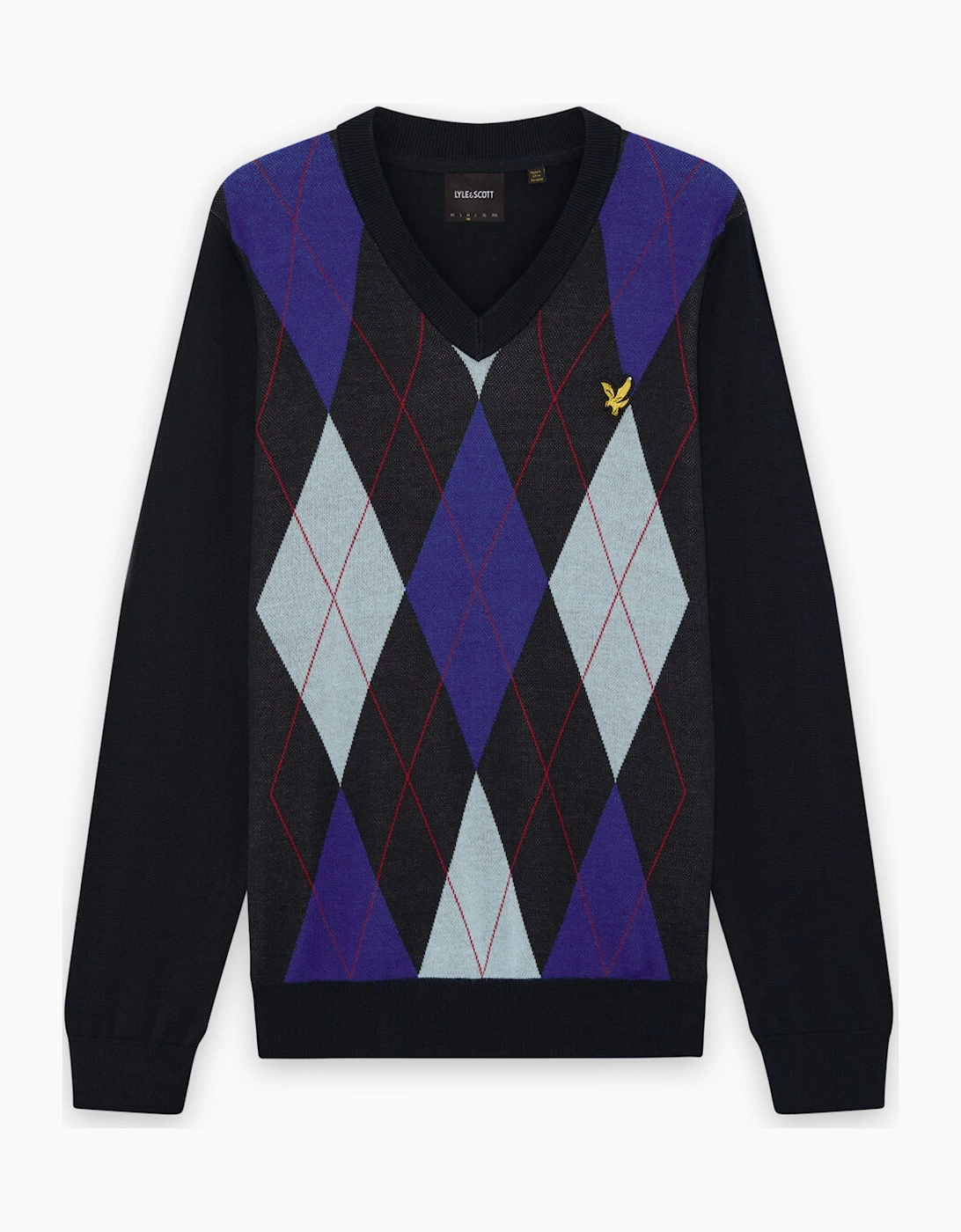 Lyle & Scott Argyle Knitted V-Neck Jumper DARK NAVY