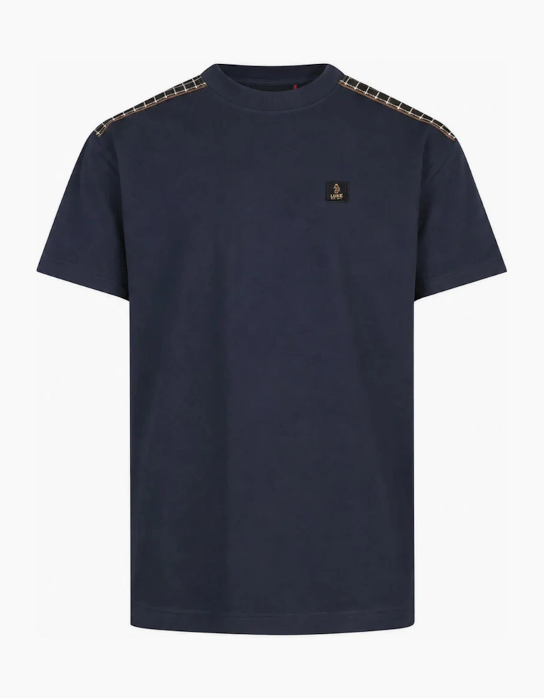 Luke 1977 Firth Regular Fit T-Shirt Shoulder Check Panels 180GSM DARK NAVY