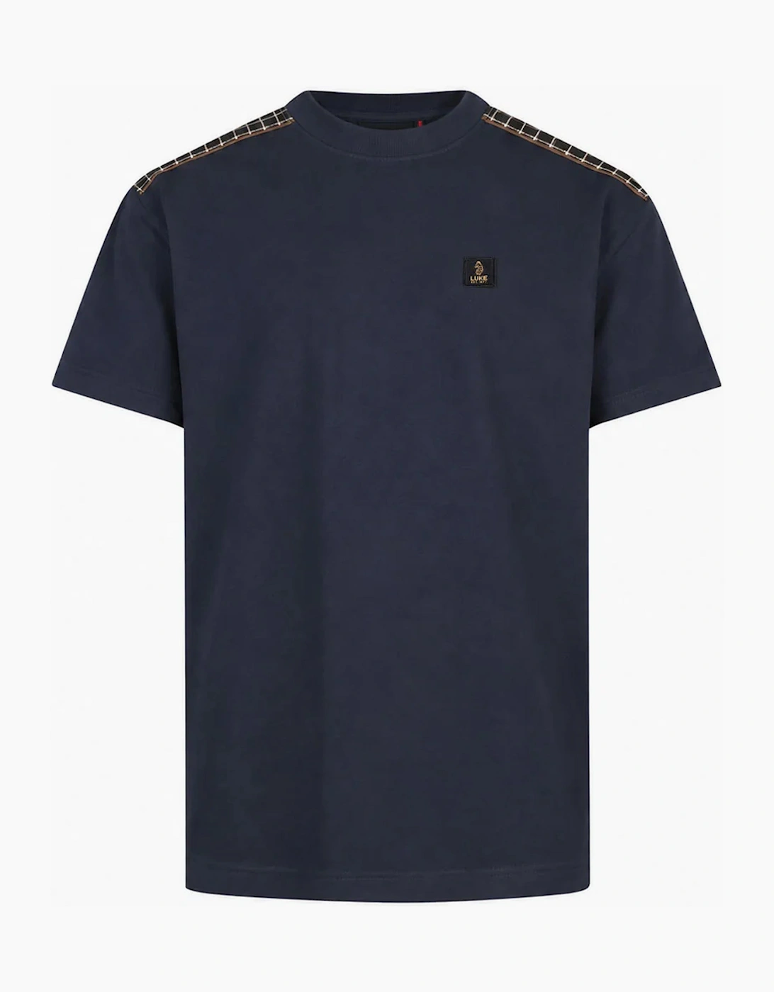 Luke 1977 Firth Regular Fit T-Shirt Shoulder Check Panels 180GSM DARK NAVY