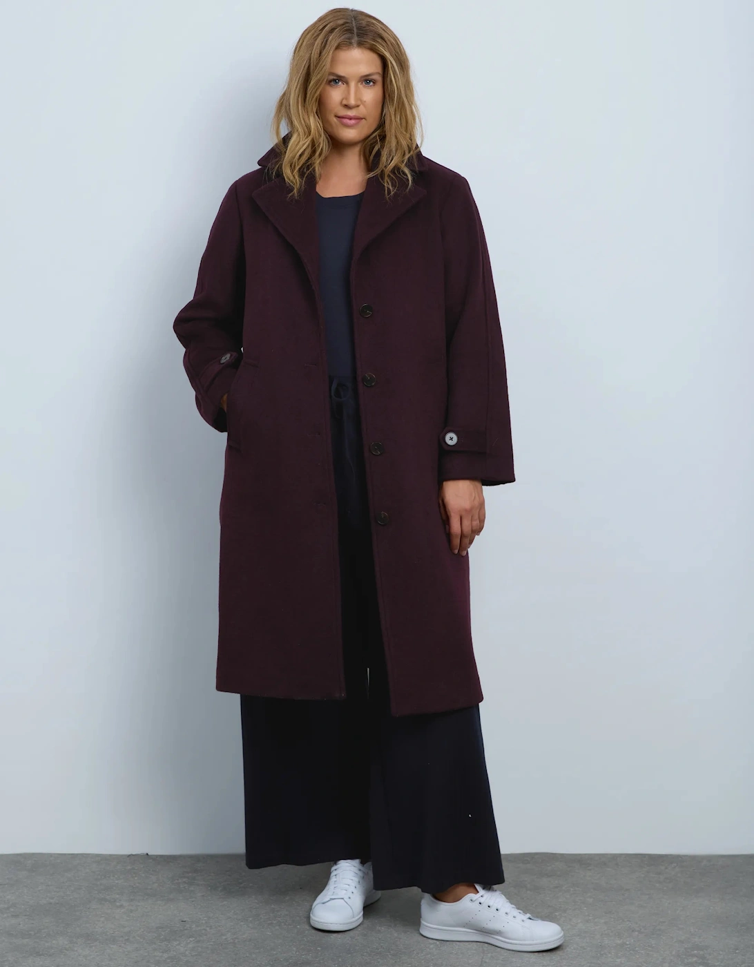 Plum Wool Blend Tailored Coat
