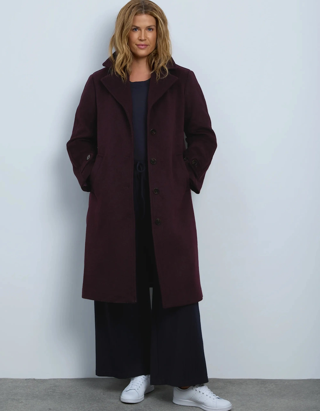 Plum Wool Blend Tailored Coat